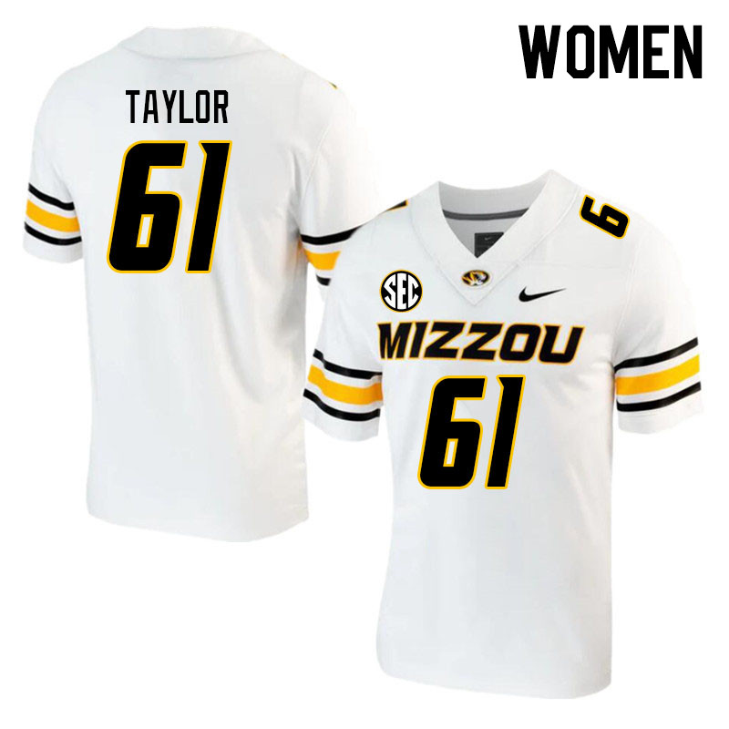 Women #61 Richard Taylor Missouri Tigers College 2023 Football Stitched Jerseys Sale-White